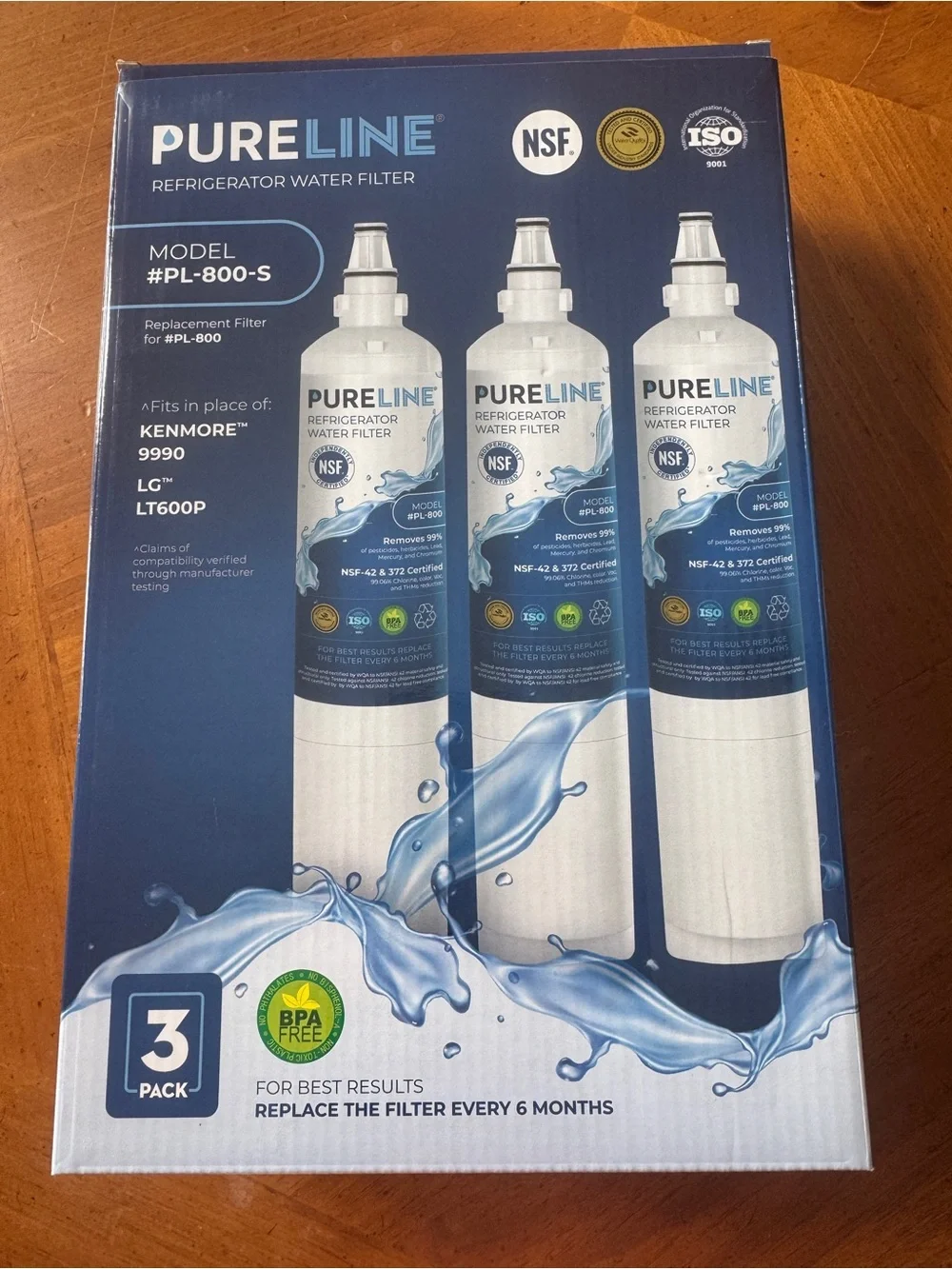 TWO PURELINE Refrigerator Water Filters- White & Blue pack of TWO filters